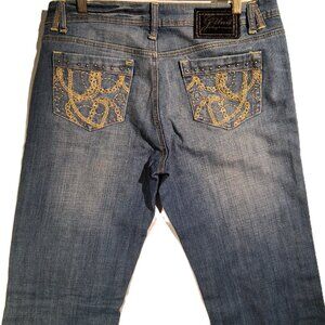 G UNIT Jeans  sz 13  Vintage Y2K  Gold Stitch and Studs  Straight  Boot Cut  EXC